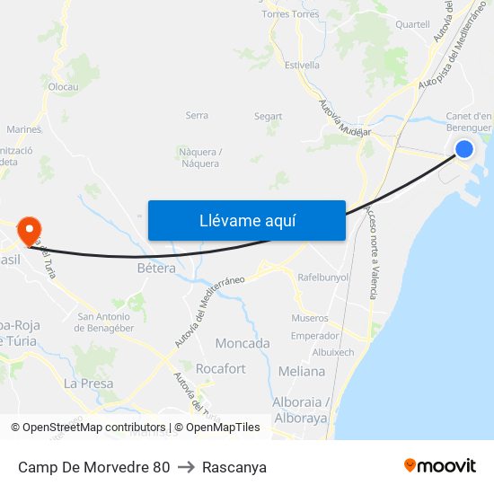 Camp De Morvedre 80 to Rascanya map