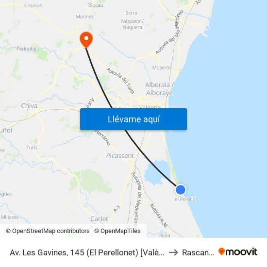 Av. Les Gavines, 145 (El Perellonet) [València] to Rascanya map