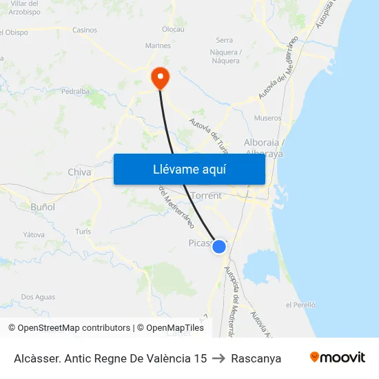 Alcàsser. Antic Regne De València 15 to Rascanya map