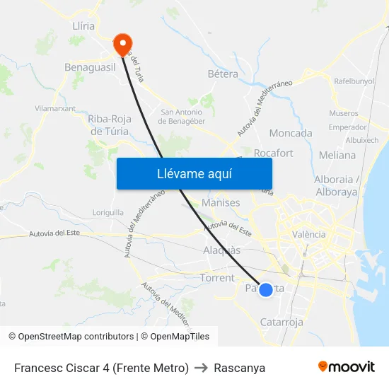 Paiporta. Francesc Ciscar 4 to Rascanya map