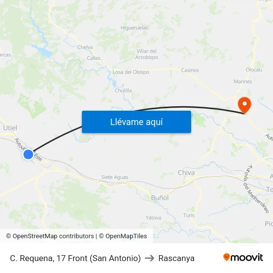C. Requena, 17 Front (San Antonio) to Rascanya map
