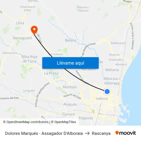 Dolores Marqués - Assagador D'Alboraia to Rascanya map