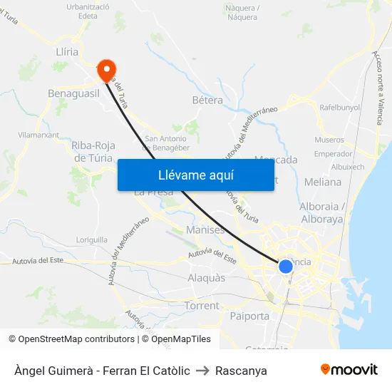 Àngel Guimerà - Ferran El Catòlic to Rascanya map
