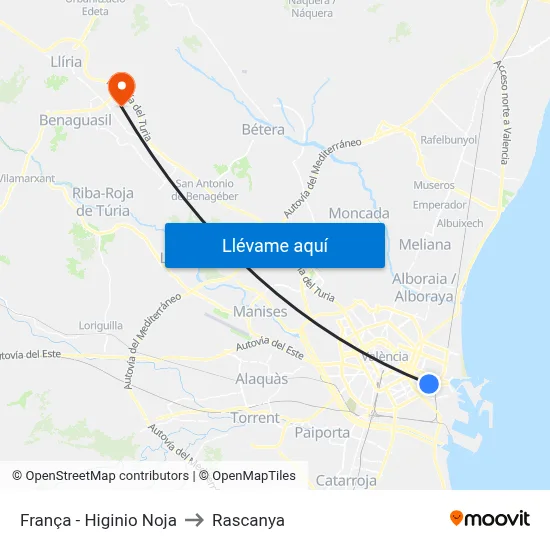França - Higinio Noja to Rascanya map