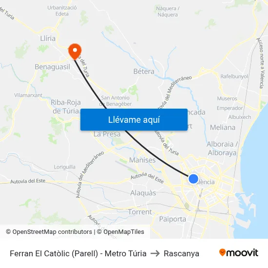 Ferran El Catòlic (Parell) - Metro Túria to Rascanya map