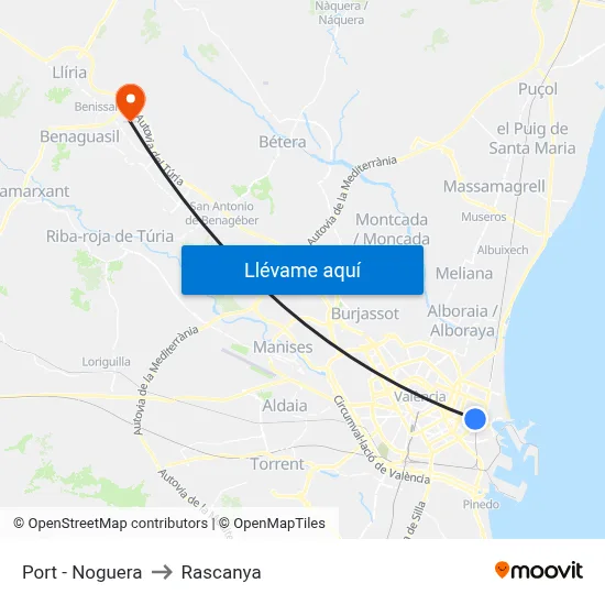 Port - Noguera to Rascanya map