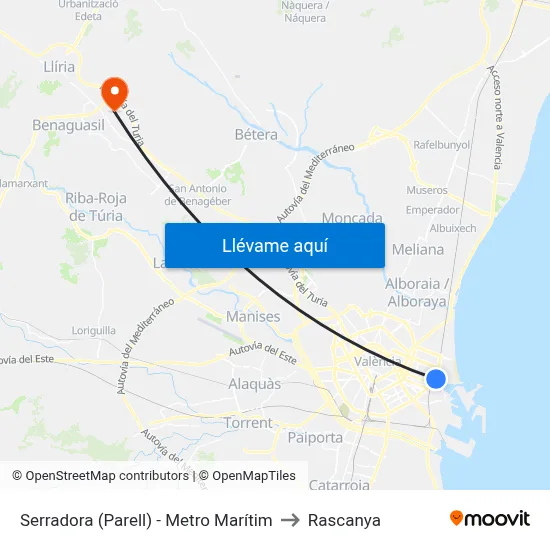 Serradora (Parell) - Metro Marítim to Rascanya map