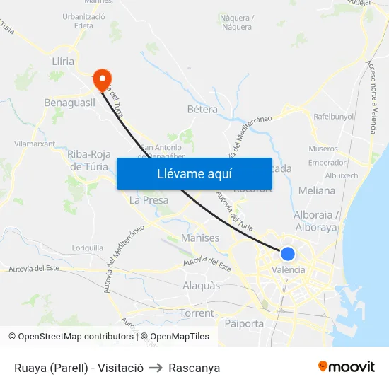 Ruaya (Parell) - Visitació to Rascanya map