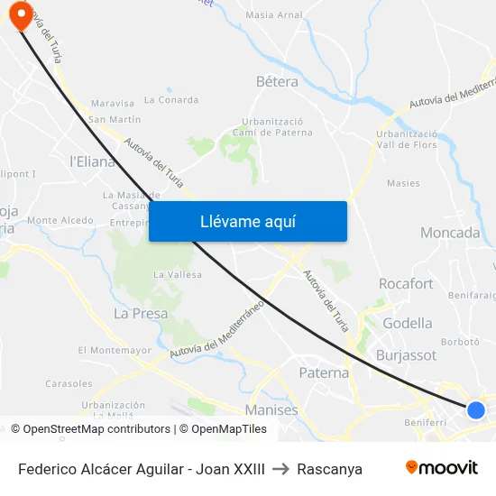 Federico Alcácer Aguilar - Joan XXIII to Rascanya map