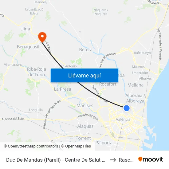 Duc De Mandas (Parell) - Centre De Salut Arquitecte Tolsà to Rascanya map