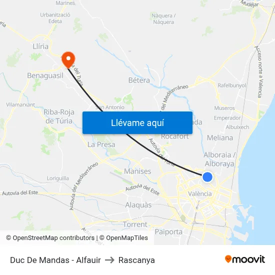 Duc De Mandas - Alfauir to Rascanya map
