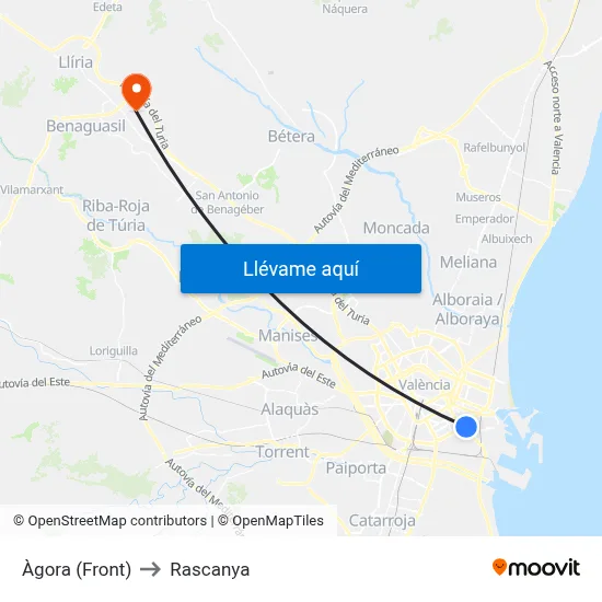 Àgora (Front) to Rascanya map