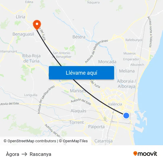 Àgora to Rascanya map