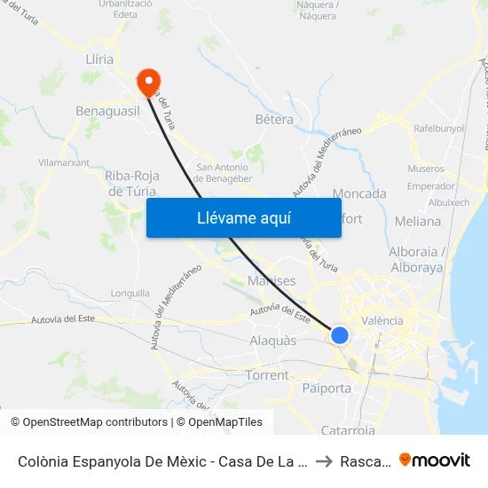 Colònia Espanyola De Mèxic - Casa De La Misericòrdia to Rascanya map