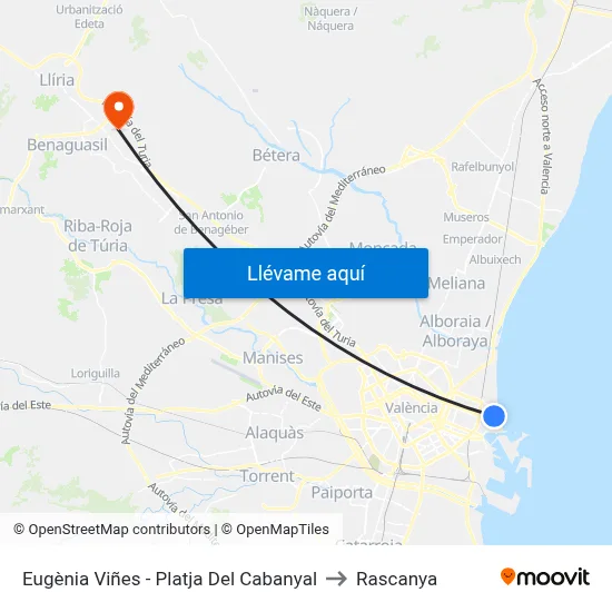 Eugènia Viñes - Platja Del Cabanyal to Rascanya map