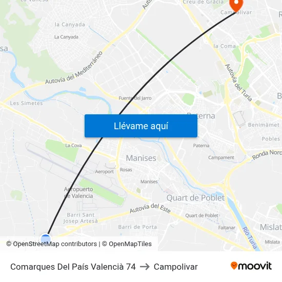 Comarques Del País Valencià 74 to Campolivar map