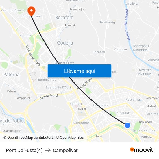 Pont De Fusta(4) to Campolivar map