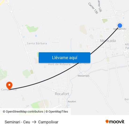 Seminari - Ceu to Campolivar map