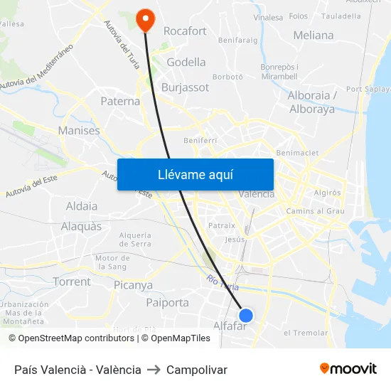 País Valencià - València to Campolivar map