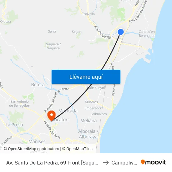 Av. Sants De La Pedra, 69 Front [Sagunt] to Campolivar map