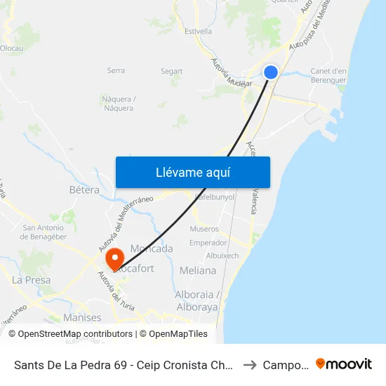 Sants De La Pedra 69 - Ceip Cronista Chabret [Sagunt] to Campolivar map
