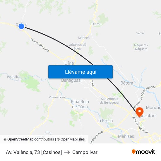 Av. València, 73 [Casinos] to Campolivar map