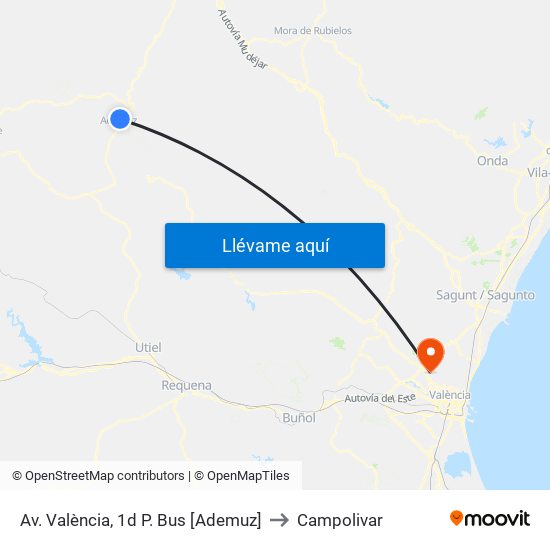 Av. València, 1d P. Bus [Ademuz] to Campolivar map