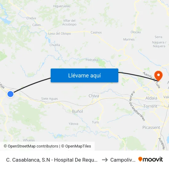 C. Casablanca, S.N - Hospital De Requena to Campolivar map