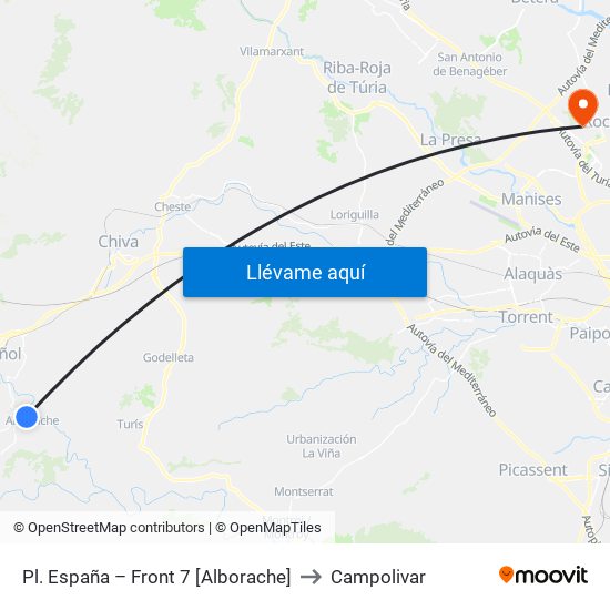 Pl. España – Front 7 [Alborache] to Campolivar map