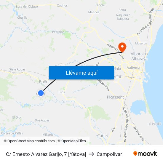 C/ Ernesto Alvarez Garijo, 7 [Yátova] to Campolivar map