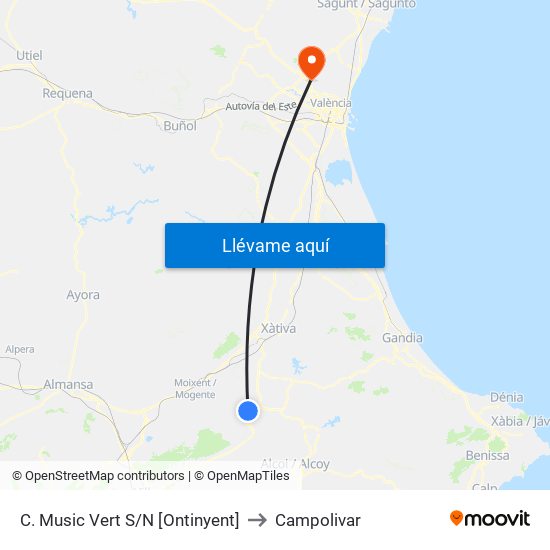 C. Music Vert S/N [Ontinyent] to Campolivar map