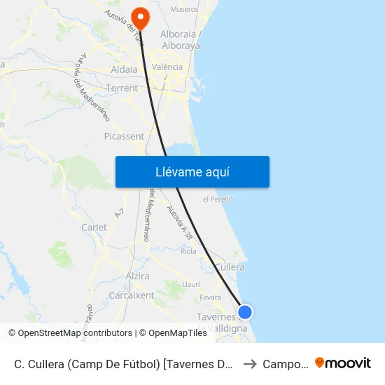 C. Cullera (Camp De Fútbol) [Tavernes De La Valldigna] to Campolivar map