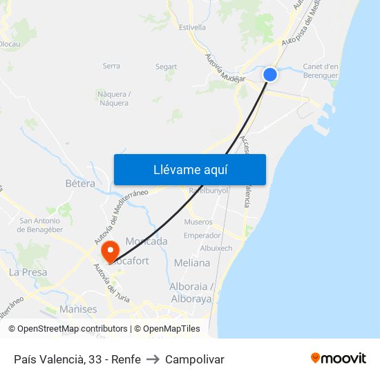 País Valencià, 33 - Renfe to Campolivar map