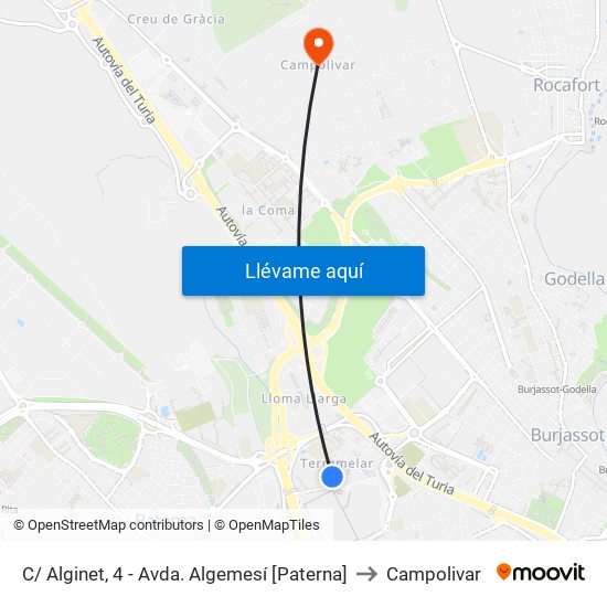 C/ Alginet, 4 - Avda. Algemesí [Paterna] to Campolivar map