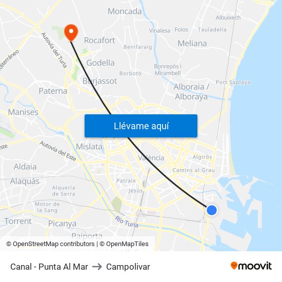 Canal - Punta Al Mar to Campolivar map