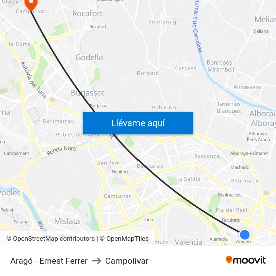 Aragó - Ernest Ferrer to Campolivar map