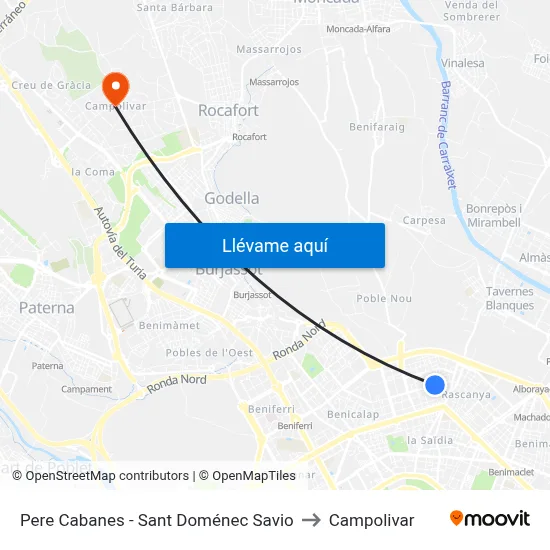 Pere Cabanes - Sant Doménec Savio to Campolivar map