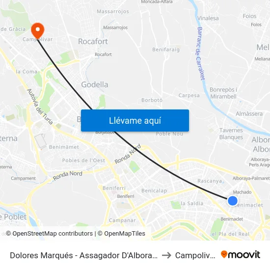 Dolores Marqués - Assagador D'Alboraia to Campolivar map