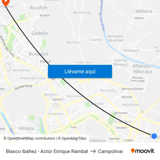 Blasco Ibáñez - Actor Enrique Rambal to Campolivar map