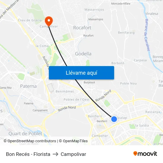 Bon Recés - Florista to Campolivar map