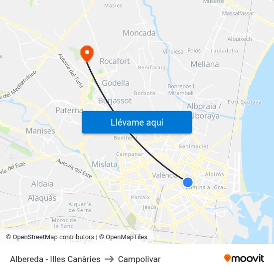 Albereda - Illes Canàries to Campolivar map