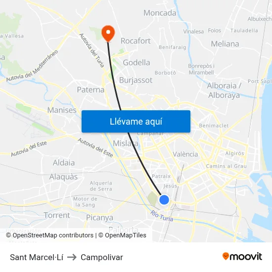 Sant Marcel·Lí to Campolivar map