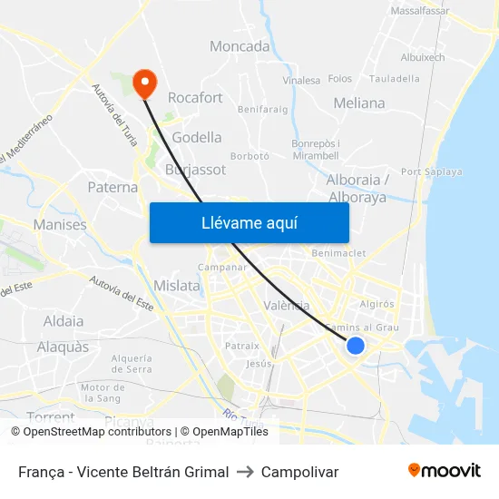França - Vicente Beltrán Grimal to Campolivar map