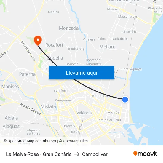 La Malva-Rosa - Gran Canària to Campolivar map