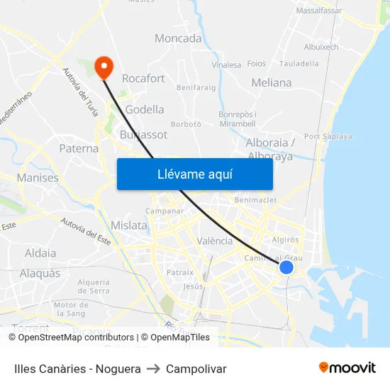 Illes Canàries - Noguera to Campolivar map