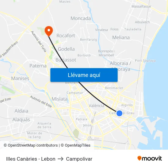 Illes Canàries - Lebon to Campolivar map