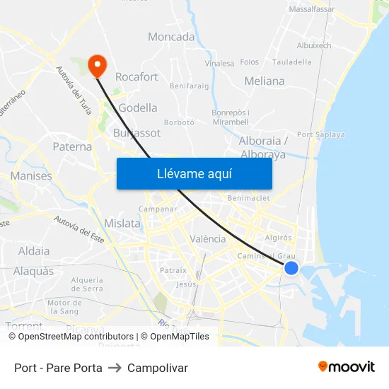 Port - Pare Porta to Campolivar map