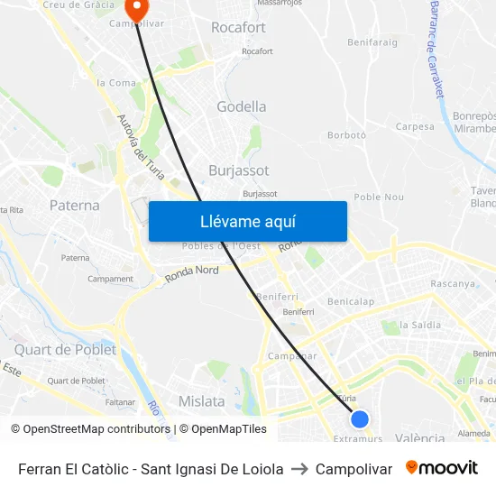 Ferran El Catòlic - Sant Ignasi De Loiola to Campolivar map