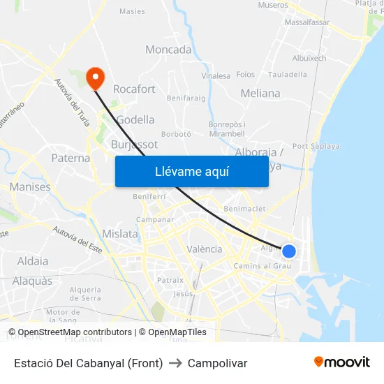 Estació Del Cabanyal (Front) to Campolivar map