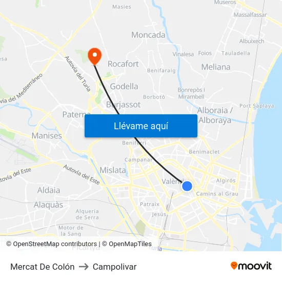 Mercat De Colón to Campolivar map